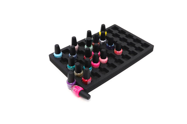 Polar Whale Nail Polish Drawer Organizer Tray Washable Waterproof Insert for Home Bathroom Bedroom Office  9.5 x 14.9 x 1 Inches 45 Compartments Black