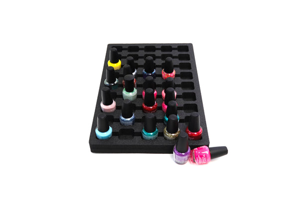 Polar Whale Nail Polish Drawer Organizer Tray Washable Waterproof Insert for Home Bathroom Bedroom Office  9.5 x 14.9 x 1 Inches 45 Compartments Black