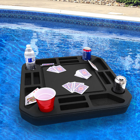 Polar Whale Floating Medium Poker Table Game Tray for Pool or Beach Party Float Lounge Durable Foam 23.5 Inch Chip Slots Drink Holders with Waterproof Playing Cards Deck UV Resistant