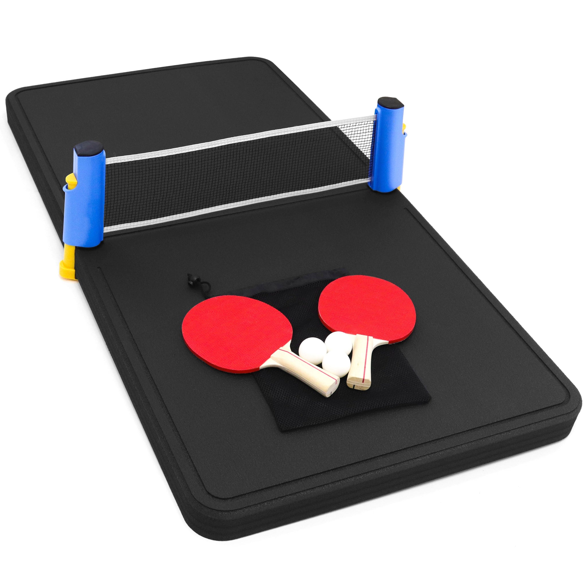 Polar Whale Floating Ping Pong Table Pool Party Table Tennis Float Game Durable Black Foam 4 Feet Long Uv Resistant Includes Net Paddles and Balls