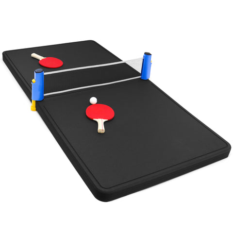 Polar Whale Floating Ping Pong Table Pool Party Table Tennis Float Game Durable Black Foam 5 Feet Long Uv Resistant Includes Net Paddles and Balls