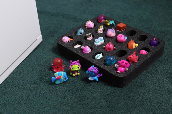Polar Whale Toy Figurine Character Drawer Organizer Washable for Home Bedroom Playroom Compatible with Shopkins Hatchimals Colleggtibles  5.9 x 7.1 x 1 Inches Black Foam 24 Compartments