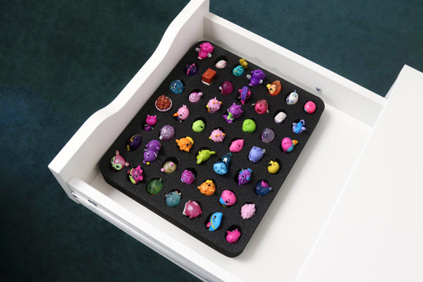 Polar Whale Toy Figurine Character Drawer Organizer Washable for Home Bedroom Playroom Compatible with Shopkins Hatchimals Colleggtibles  8.3 x 10 x 1 Inches Black Foam 49 Compartments