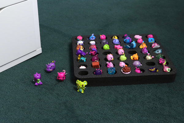 Polar Whale Toy Figurine Character Drawer Organizer Washable for Home Bedroom Playroom Compatible with Shopkins Hatchimals Colleggtibles  8.3 x 10 x 1 Inches Black Foam 49 Compartments