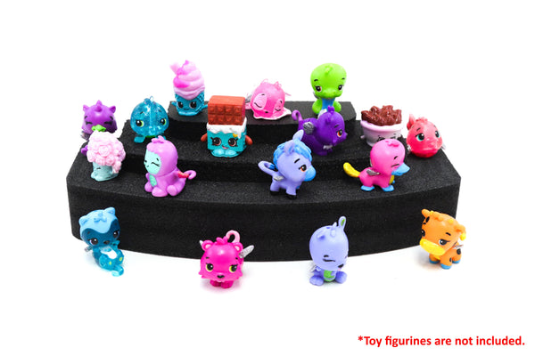 Polar Whale Toy Figurine Character Display Pyramid Washable for Home Bedroom Playroom Compatible with Shopkins Hatchimals Colleggtibles  3.5 x 8 x 2 Inches Black Foam 3 Tier Stand