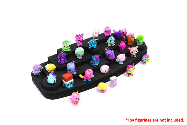 Polar Whale Toy Figurine Character Display Pyramid Washable for Home Bedroom Playroom Compatible with Shopkins Hatchimals Colleggtibles  4.5 x 12 x 2 Inches Black Foam 4 Tier Stand