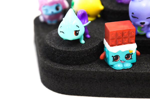 Polar Whale Toy Figurine Character Display Pyramid Washable for Home Bedroom Playroom Compatible with Shopkins Hatchimals Colleggtibles  4.5 x 12 x 2 Inches Black Foam 4 Tier Stand
