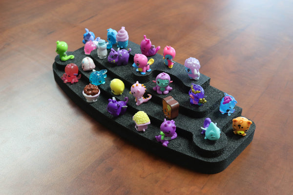 Polar Whale Toy Figurine Character Display Pyramid Washable for Home Bedroom Playroom Compatible with Shopkins Hatchimals Colleggtibles  4.5 x 12 x 2 Inches Black Foam 4 Tier Stand