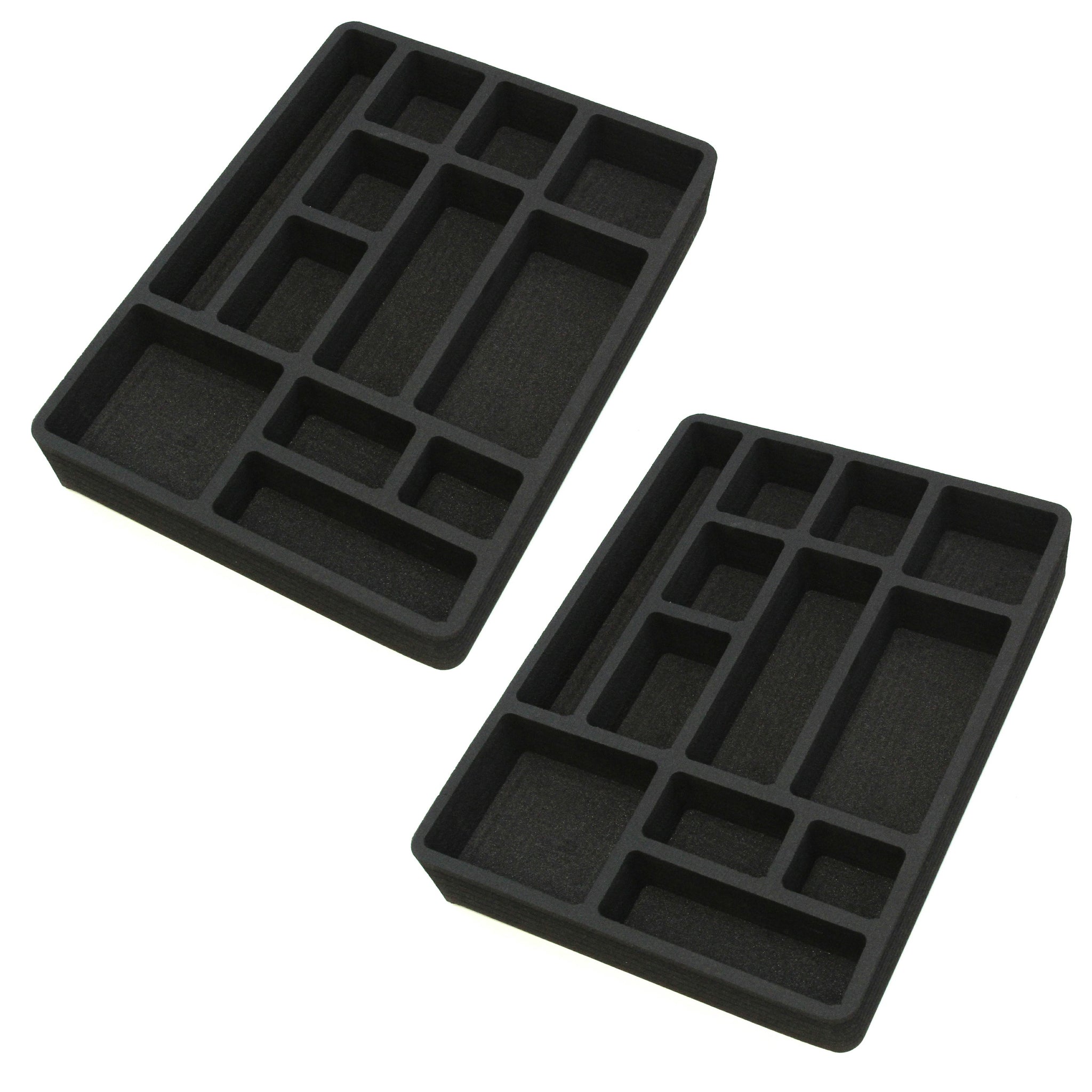 Polar Whale 2 Piece Desk Drawer Organizers Tray Non-Slip Waterproof Insert for Office Home Shop Garage  16 X 12 X 2 Inches Black 12 Compartments Extra Deep Pair Set of 2