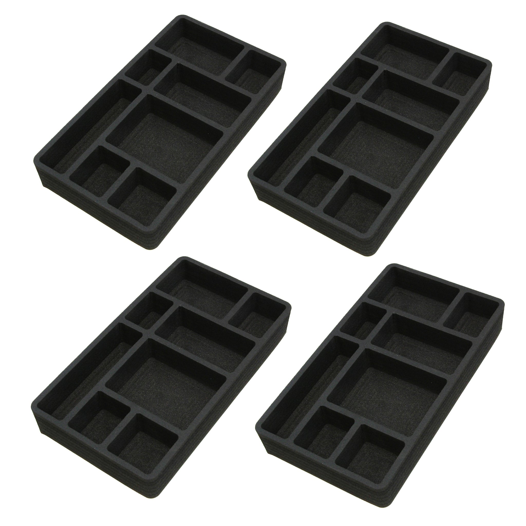 Polar Whale 4 Piece Desk Drawer Organizers Tray Non-Slip Waterproof Insert for Office Home Shop Garage  9 X 16 X 2 Inches Black 8 Compartments Extra Deep Set of 4