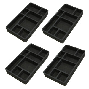 Polar Whale 4 Piece Desk Drawer Organizers Tray Non-Slip Waterproof Insert for Office Home Shop Garage  9 X 16 X 2 Inches Black 8 Compartments Extra Deep Set of 4
