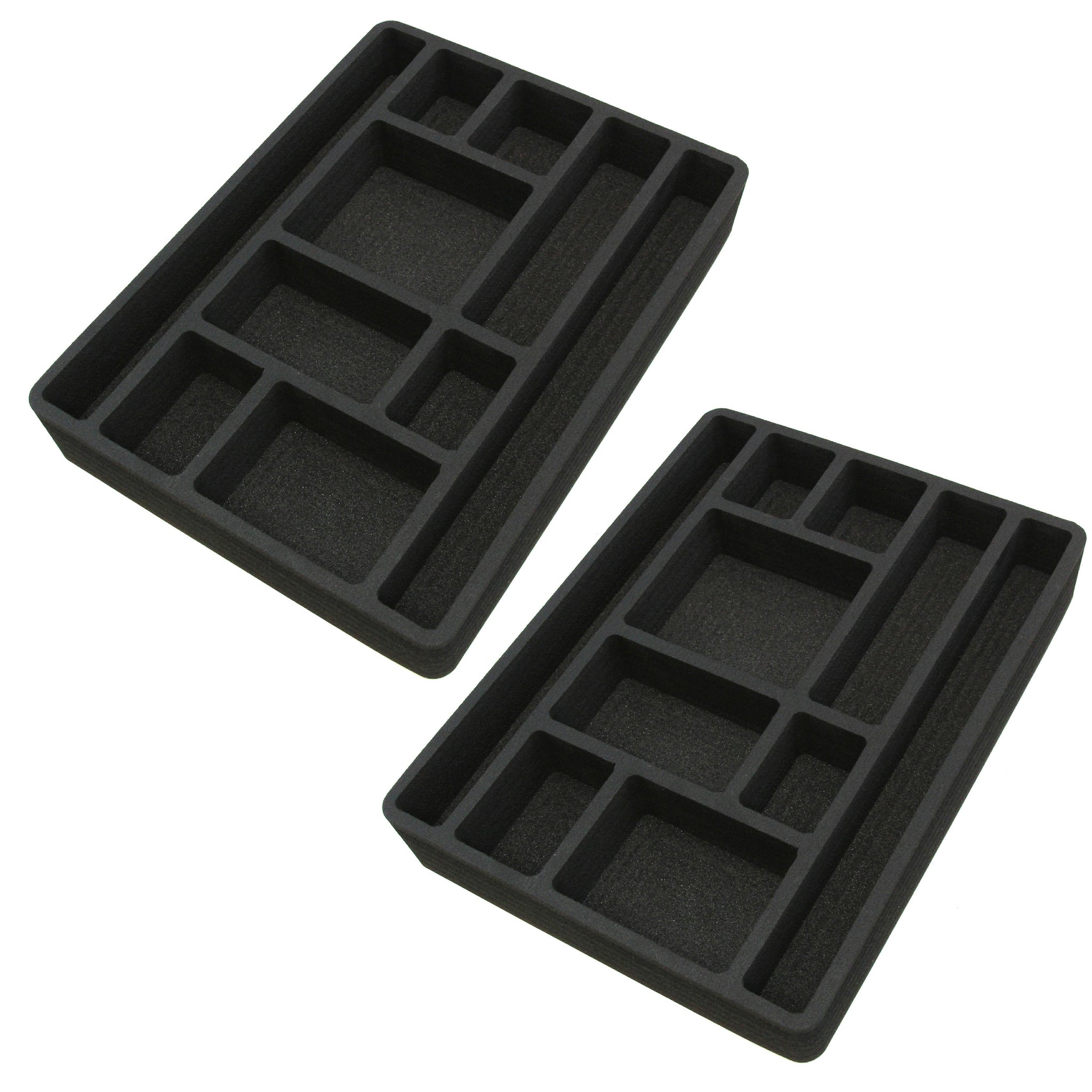 Polar Whale 2 Piece Desk Drawer Organizers Tray Non-Slip Waterproof Insert for Office Home Shop Garage  12 X 16 X 2 Inches Black 10 Compartments Extra Deep Pair Set of 2