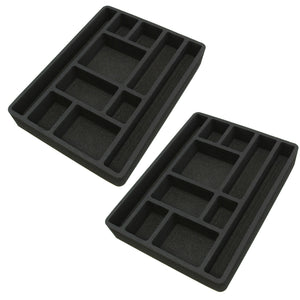 Polar Whale 2 Piece Desk Drawer Organizers Tray Non-Slip Waterproof Insert for Office Home Shop Garage  12 X 16 X 2 Inches Black 10 Compartments Extra Deep Pair Set of 2