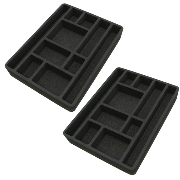 Polar Whale 2 Piece Desk Drawer Organizers Tray Non-Slip Waterproof Insert for Office Home Shop Garage  12 X 16 X 2 Inches Black 10 Compartments Extra Deep Pair Set of 2