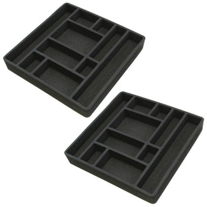 Polar Whale 2 Piece Desk Drawer Organizers Tray Non-Slip Waterproof Insert for Office Home Shop Garage  16 X 16 X 2 Inches Black 10 Compartments Extra Deep Pair Set of 2