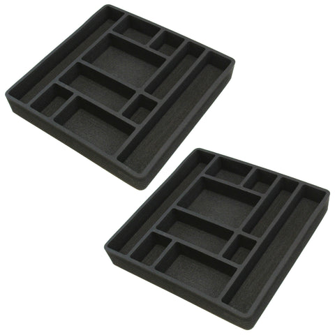 Polar Whale 2 Piece Desk Drawer Organizers Tray Non-Slip Waterproof Insert for Office Home Shop Garage  16 X 16 X 2 Inches Black 10 Compartments Extra Deep Pair Set of 2