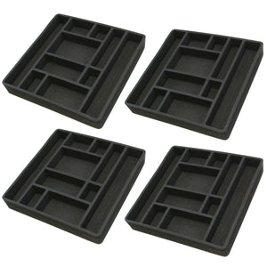 Polar Whale 4 Piece Desk Drawer Organizers Tray Non-Slip Waterproof Insert for Office Home Shop Garage  16 X 16 X 2 Inches Black 10 Compartments Extra Deep Set of 4