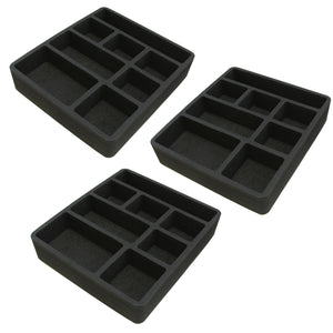 Polar Whale 3 Piece Desk Drawer Organizers Tray Non-Slip Waterproof Insert for Office Home Shop Garage  12 X 10.5 X 2 Inches Black 8 Compartments Extra Deep Set of 3