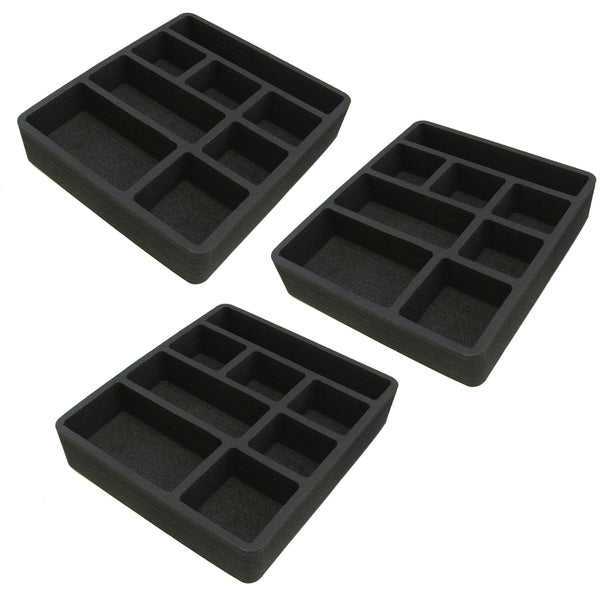 Polar Whale 3 Piece Desk Drawer Organizers Tray Non-Slip Waterproof Insert for Office Home Shop Garage  12 X 10.5 X 2 Inches Black 8 Compartments Extra Deep Set of 3