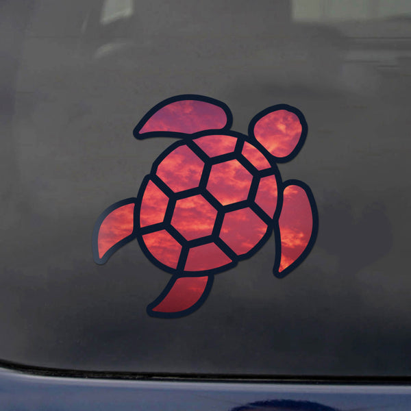 Sea Turtle Red Sky Sticker Self-Adhesive Vinyl Decal Rear Window Car Truck Laptop New 2.5 Inches