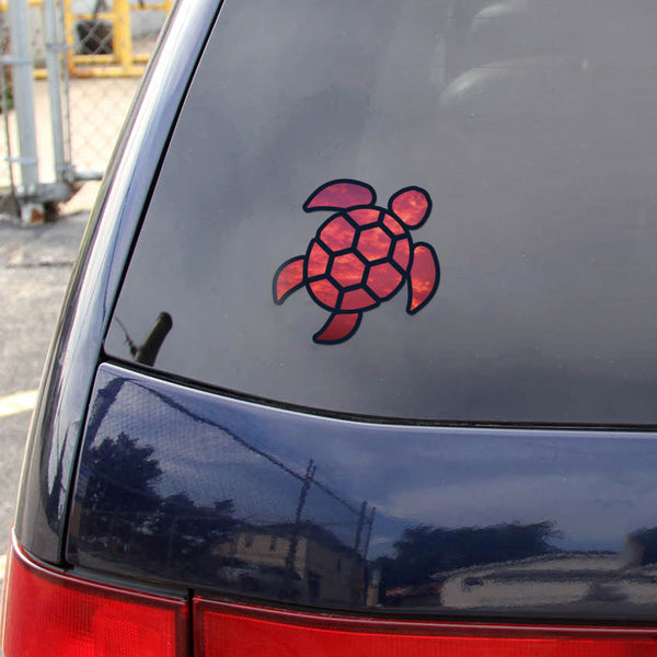Sea Turtle Red Sky Sticker Decal Wall Tumbler Cup Window Car Truck Laptop 4 Inches