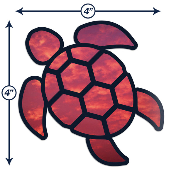 Sea Turtle Red Sky Sticker Decal Wall Tumbler Cup Window Car Truck Laptop 4 Inches