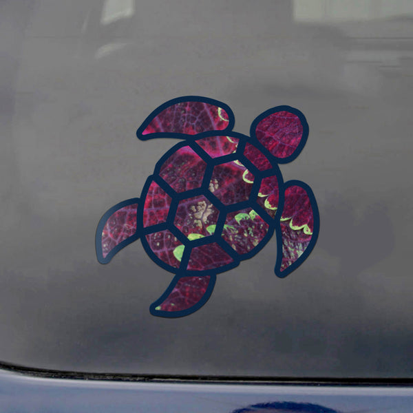 Red Hound Auto Sea Turtle Purple Green Leaf Sticker Decal Wall Tumbler Cup Window Car Truck Laptop 4 Inches