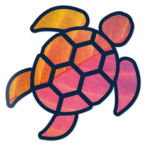 Sea Turtle Red Orange Leaf Sticker Decal Wall Tumbler Cup Window Car Truck Laptop 4 Inches