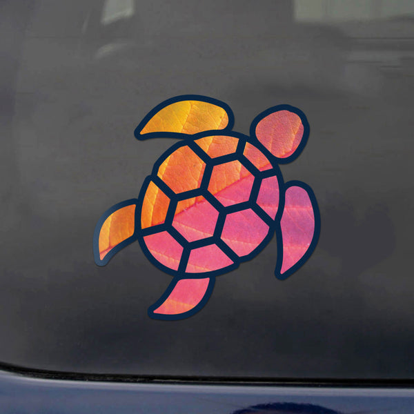 Sea Turtle Red Orange Leaf Sticker Decal Wall Tumbler Cup Window Car Truck Laptop 2.5 Inches