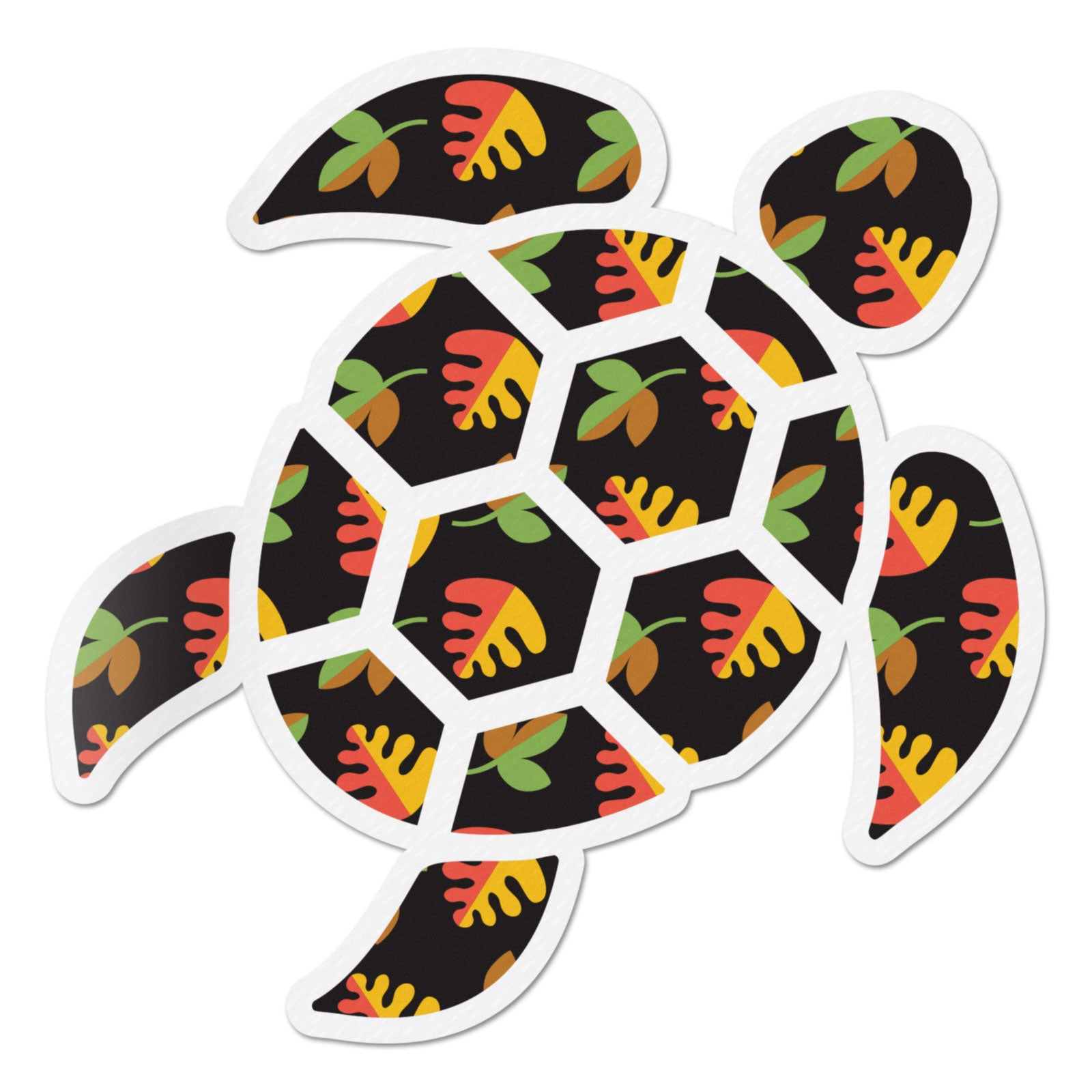 Red Hound Auto Sea Turtle Black Flowers Sticker Decal Wall Tumbler Cup Window Car Truck Laptop 4 Inches