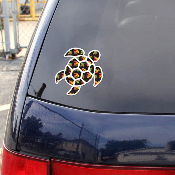 Red Hound Auto Sea Turtle Black Flowers Sticker Decal Wall Tumbler Cup Window Car Truck Laptop 4 Inches