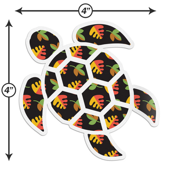 Red Hound Auto Sea Turtle Black Flowers Sticker Decal Wall Tumbler Cup Window Car Truck Laptop 4 Inches