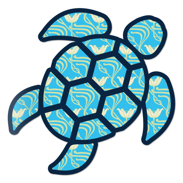 Red Hound Auto Sea Turtle Aqua Flower Sticker Decal Wall Tumbler Cup Window Car Truck Laptop 4 Inches