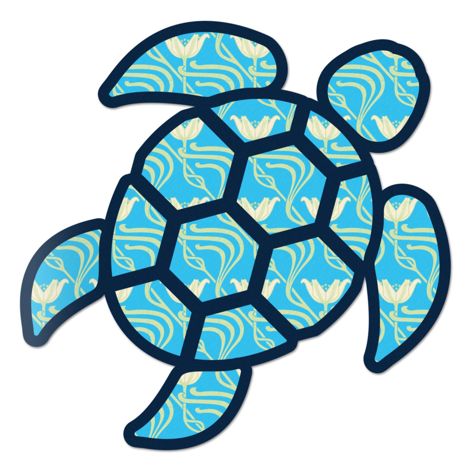 Red Hound Auto Sea Turtle Aqua Flower Sticker Decal Wall Tumbler Cup Window Car Truck Laptop 2.5 Inches