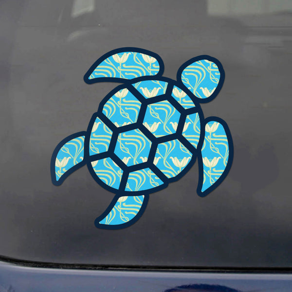 Red Hound Auto Sea Turtle Aqua Flower Sticker Decal Wall Tumbler Cup Window Car Truck Laptop 4 Inches