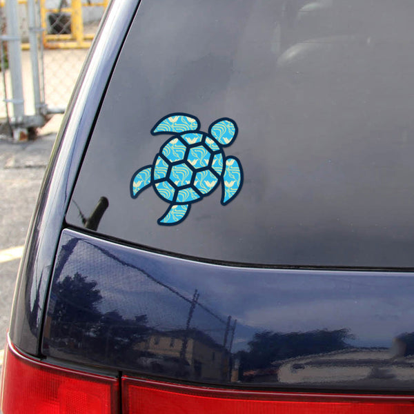 Red Hound Auto Sea Turtle Aqua Flower Sticker Decal Wall Tumbler Cup Window Car Truck Laptop 4 Inches