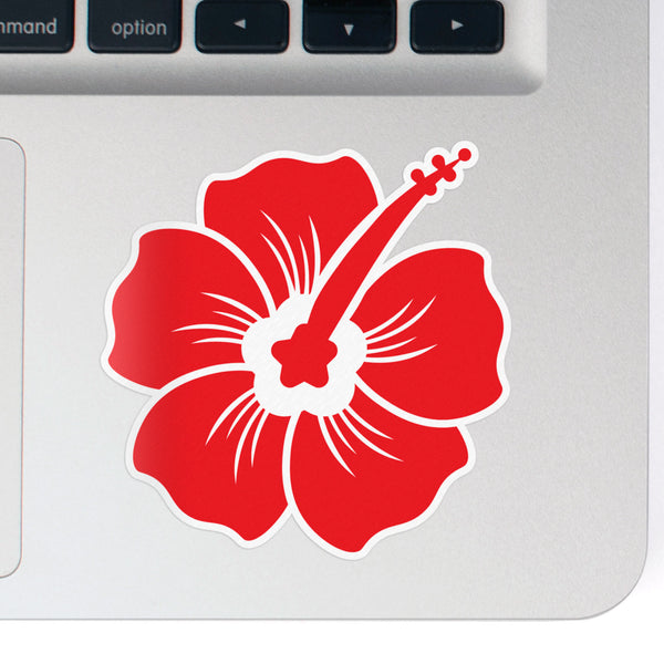 Hibiscus Decal Red Sticker Vinyl Rear Window Car Truck Laptop Flower Travel Mug Water and Fade Resistant 2.5 Inches
