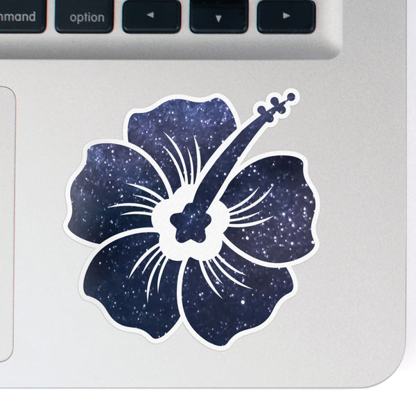 Hibiscus Decal Space Sticker Vinyl Rear Window Car Truck Laptop Flower Travel Mug Water and Fade Resistant 2.5 Inches