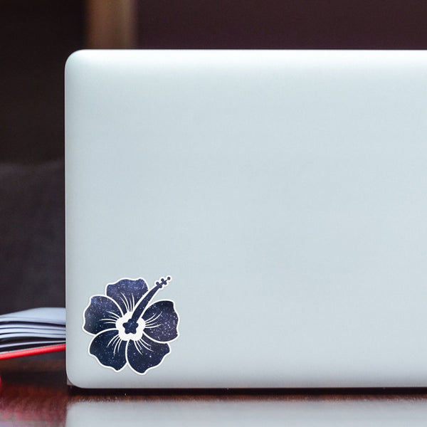 Hibiscus Decal Space Sticker Vinyl Rear Window Car Truck Laptop Flower Travel Mug Water and Fade Resistant 2.5 Inches