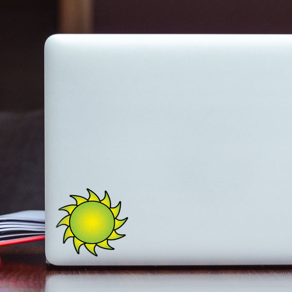 Sun Decal Green Sticker Vinyl Rear Window Car Truck Laptop Sun Solar Travel Mug Water and Fade Resistant 2.5 Inches