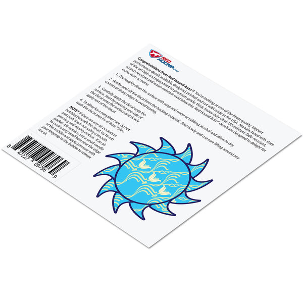 Sun Decal Aqua Flower Overlay Sticker Vinyl Rear Window Car Truck Sun Travel Mug Water and Fade Resistant 2.5 Inches