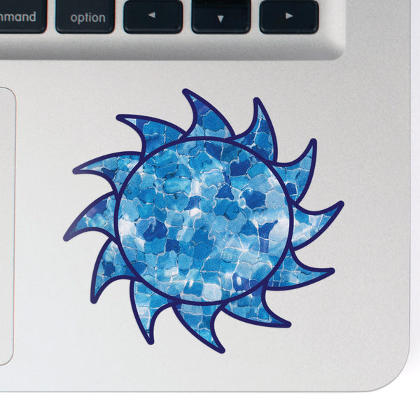 Sun Decal Blue Crystal Sticker Vinyl Rear Window Car Truck Laptop Sun Travel Mug Water and Fade Resistant 2.5 Inches