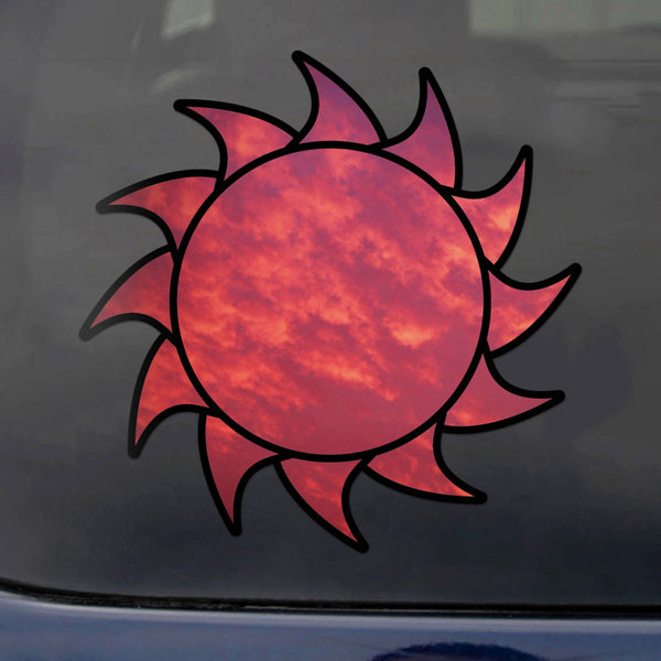 Sun Decal Red Sky Sticker Vinyl Rear Window Car Truck Laptop Sun Solar Wall Water and Fade Resistant 4 Inches