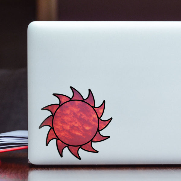 Sun Decal Red Sky Sticker Vinyl Rear Window Car Truck Laptop Sun Solar Wall Water and Fade Resistant 4 Inches