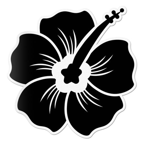 Hibiscus Decal Black Sticker Vinyl Rear Window Car Truck Large Flower Wall Water and Fade Resistant 6 Inches