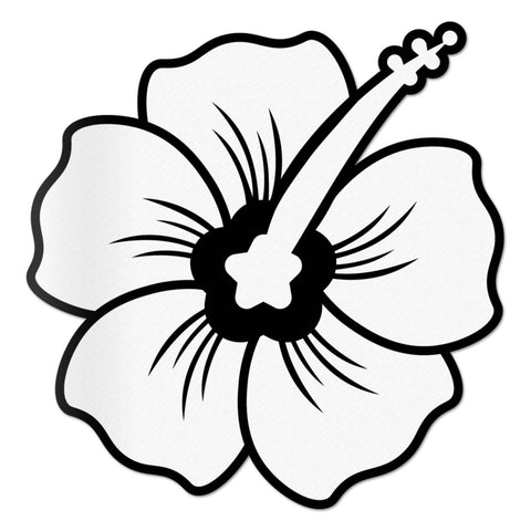 Hibiscus Decal White Sticker Vinyl Rear Window Car Truck Large Flower Wall Water and Fade Resistant 6 Inches