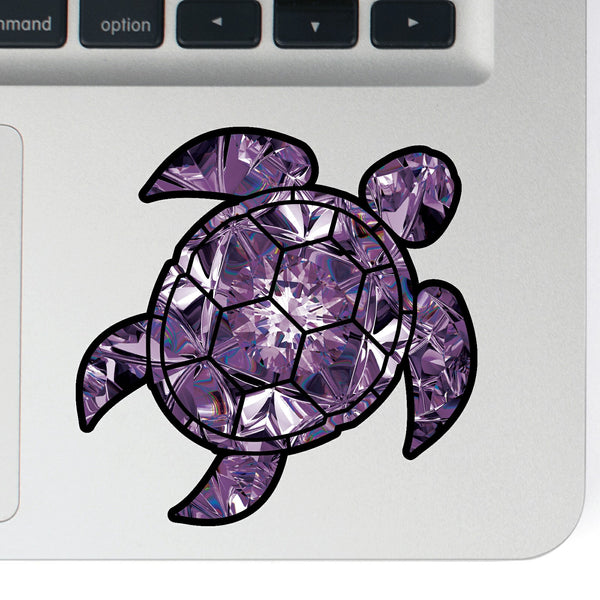 Amethyst Sea Turtle Birthstone Decal February Print Sticker Vinyl Rear Window Car Truck Laptop Gem Travel Mug Water and Fade Resistant 2.5 Inches