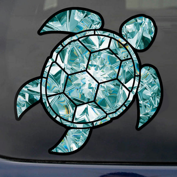 Aquamarine Sea Turtle Birthstone Decal March Print Sticker Vinyl Rear Window Car Truck Laptop Gem Travel Mug Water and Fade Resistant 2.5 Inches
