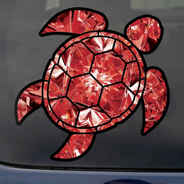 Ruby Sea Turtle Birthstone Decal July Print Sticker Vinyl Rear Window Car Truck Laptop Gem Travel Mug Water and Fade Resistant 2.5 Inches