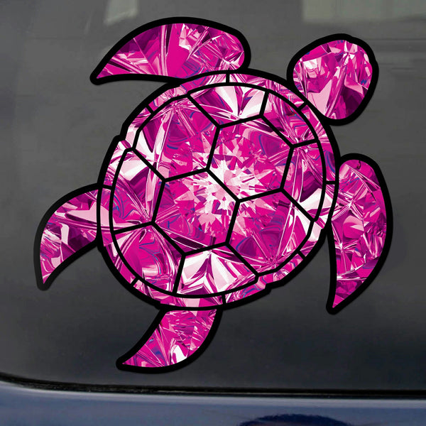 Tourmaline Sea Turtle Birthstone Decal October Print Sticker Vinyl Rear Window Car Truck Laptop Gem Travel Mug Water and Fade Resistant 2.5 Inches